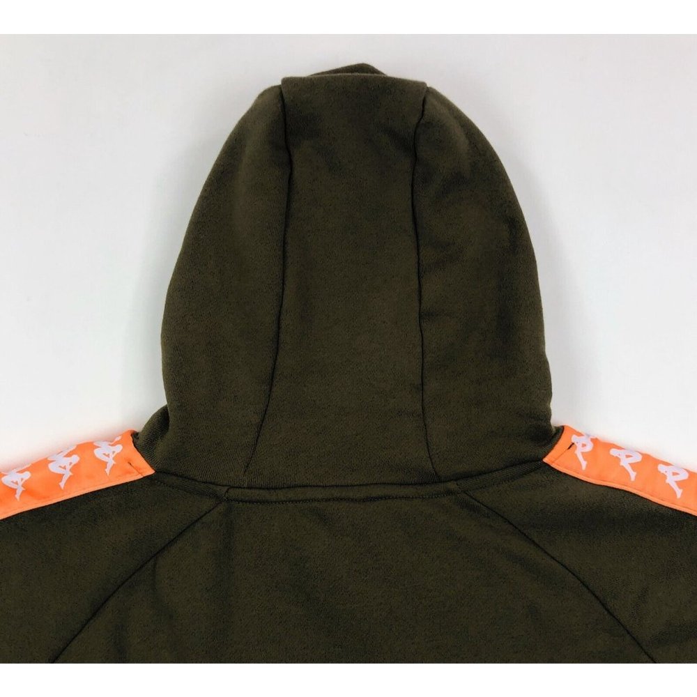 Kappa 222 Banda Hurtado 2 Men 3XL Olive Green Orange Hoodie Sweatshirt Logo Tape - Picture 12 of 12